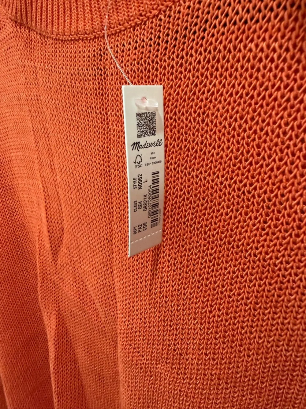 NWT Madewell Orange Lightweight Knit Sweater - Picture 4 of 4